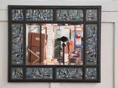 A 19th Century Ebonised & Chinese Cloisonné Panel Border Mirror
