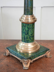 Early 19th Century Faux Marble Column Table Lamp