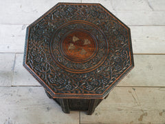 A Indian Folding Occasional Table With Brass Decoration