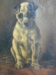 A 19th Century Portrait Oil of a Seated Terrier