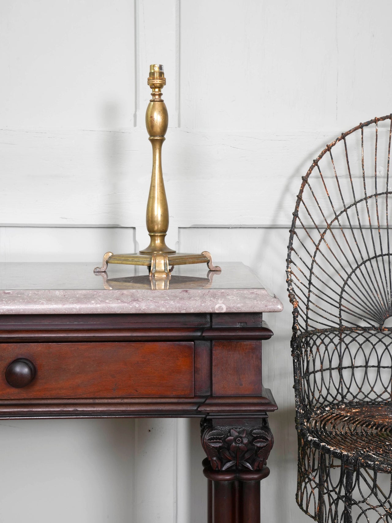 A Brass Baluster Form Table Lamp