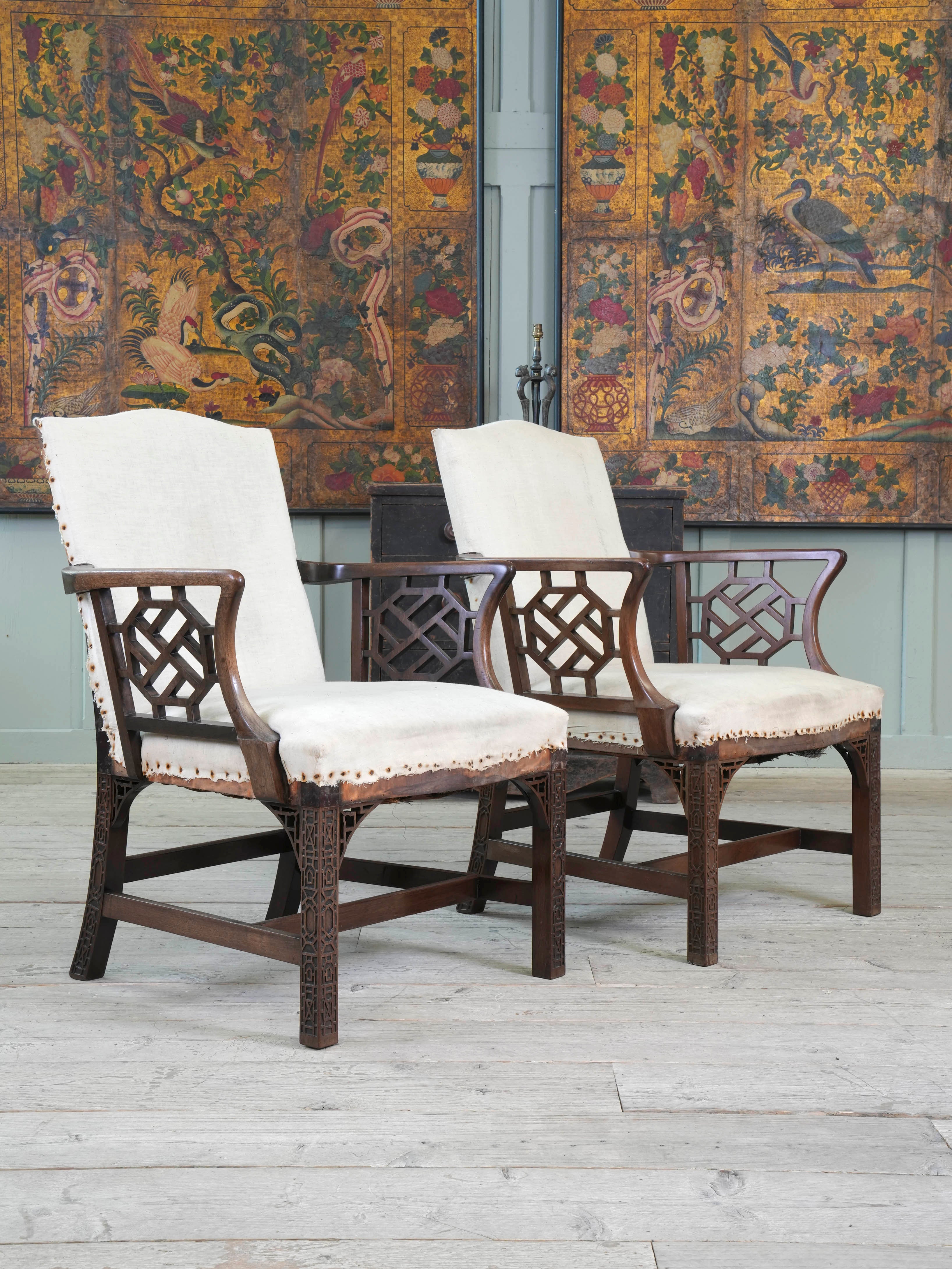 A Pair of Marsh-Jones & Cribb Chinese Chippendale Armchairs