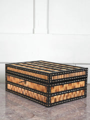 An Anglo Indian Porcupine Quill & Ebony Dressing Table Box