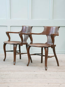 A Pair of 1920s Oak Desk Chairs