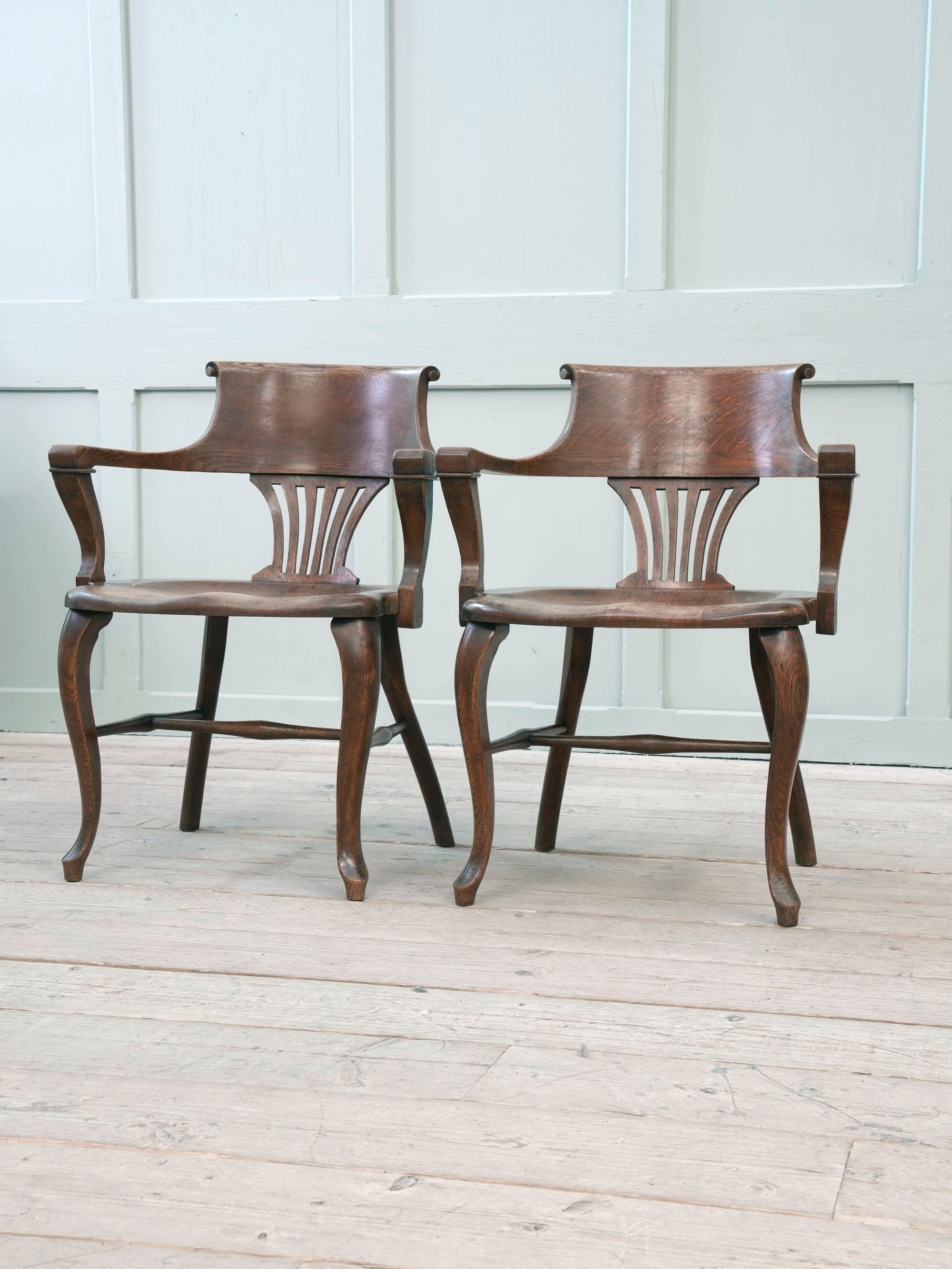 A Pair of 1920s Oak Desk Chairs