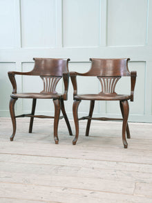 A Pair of 1920s Oak Desk Chairs