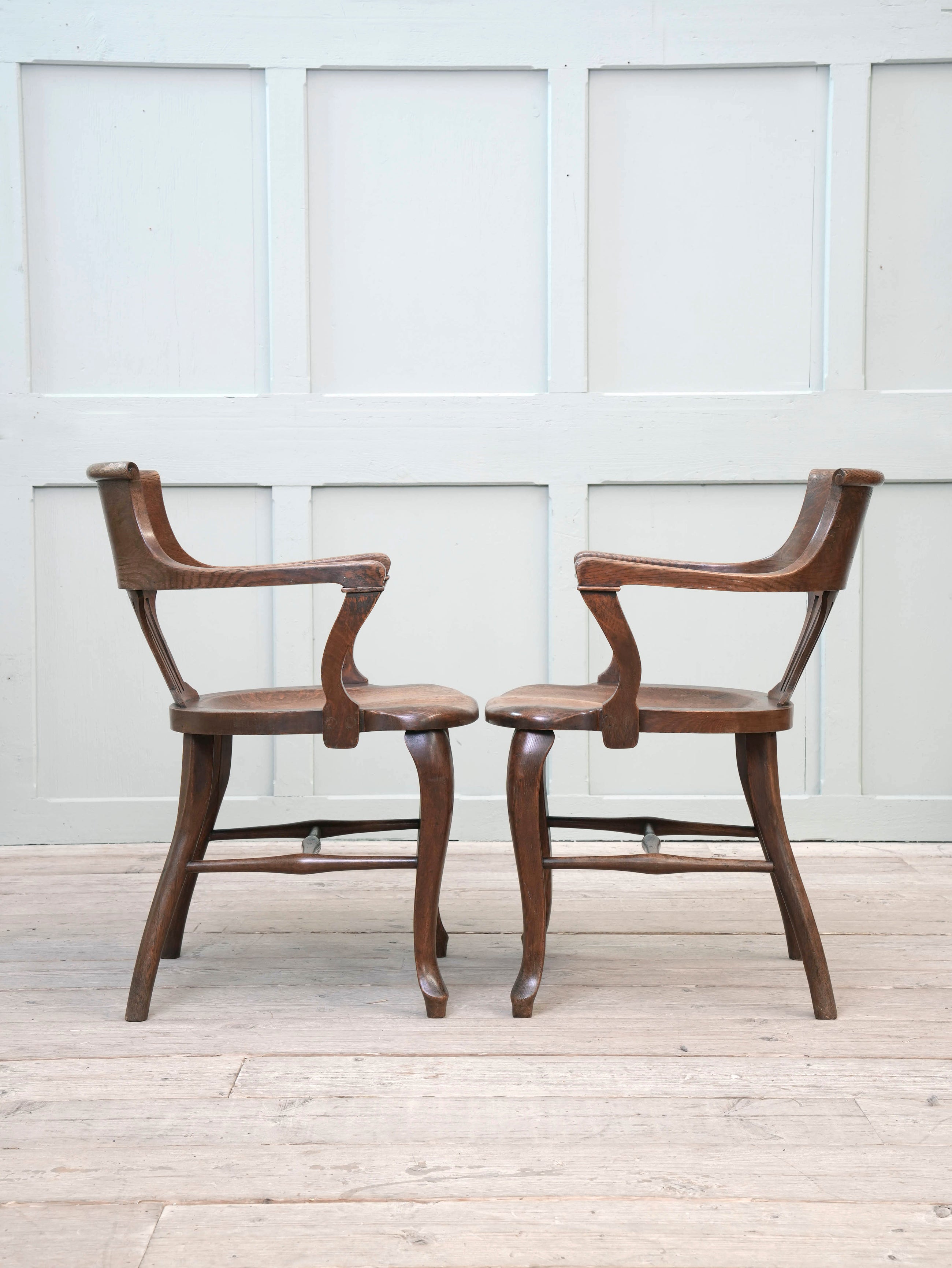 A Pair of 1920s Oak Desk Chairs