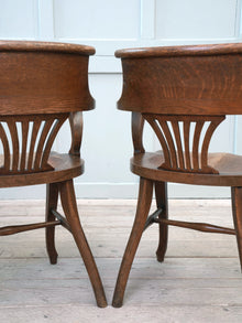 A Pair of 1920s Oak Desk Chairs