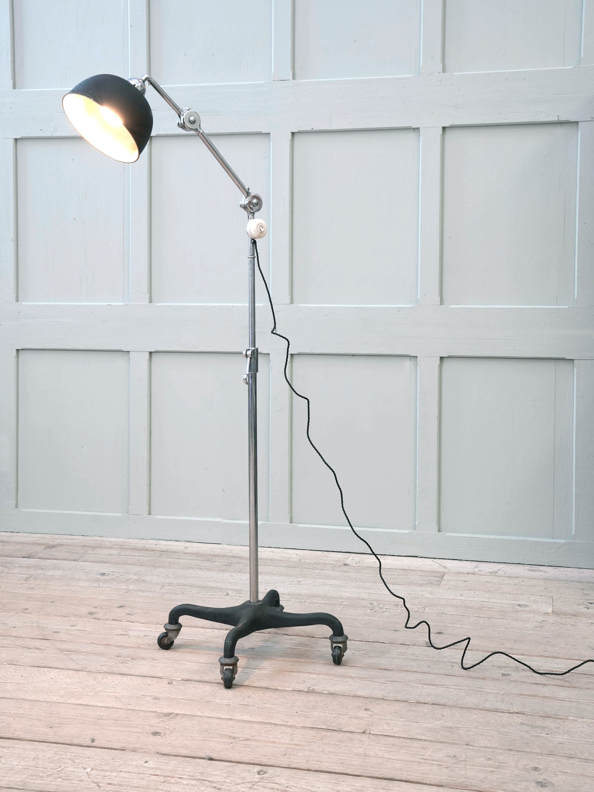 An Adjustable Nickel Plated Floor Lamp