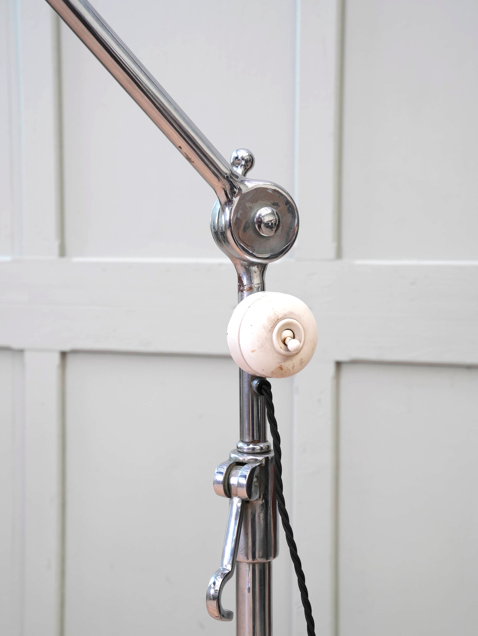 An Adjustable Nickel Plated Floor Lamp