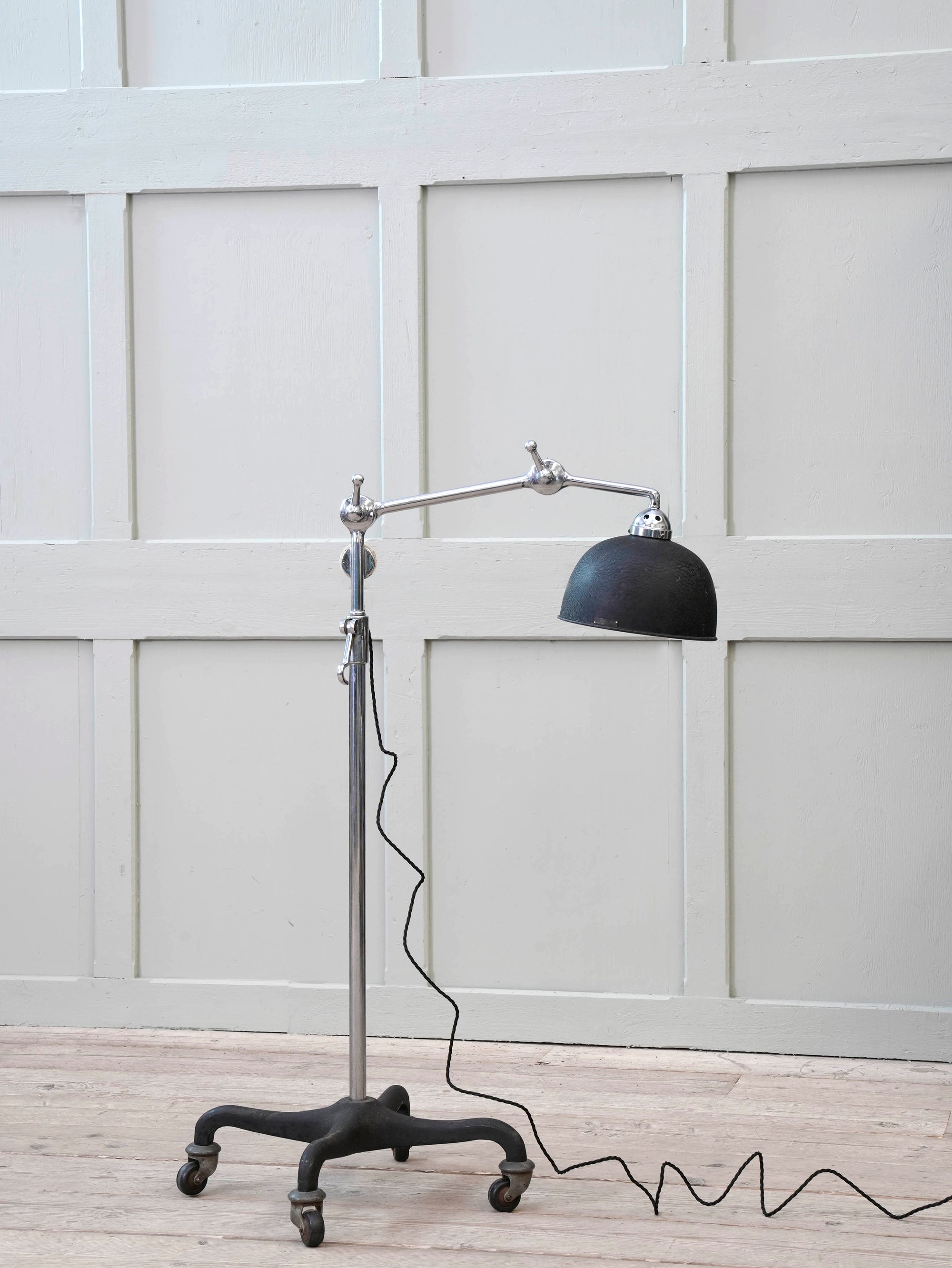 An Adjustable Nickel Plated Floor Lamp