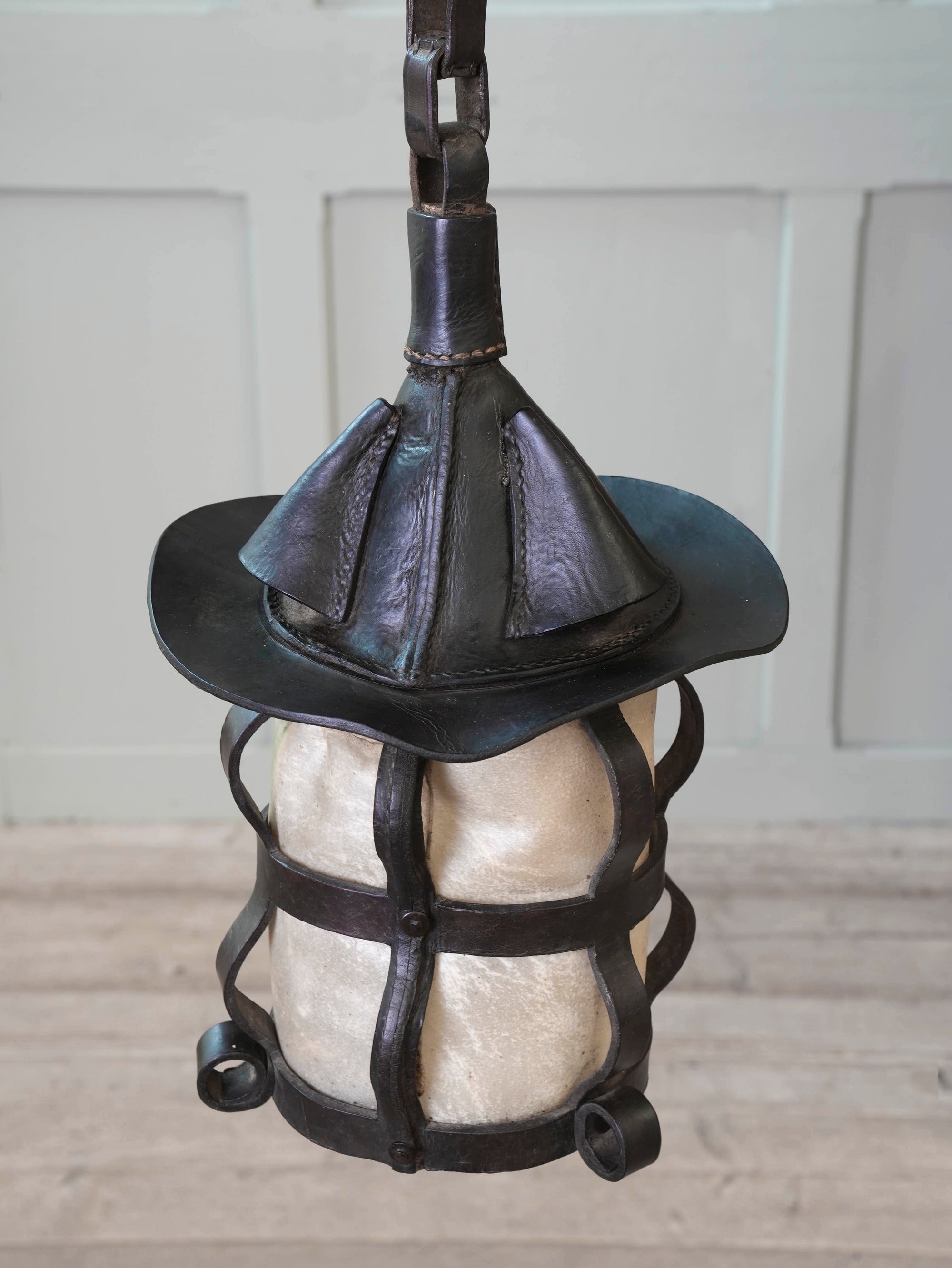 A Leather & Velum Lantern
