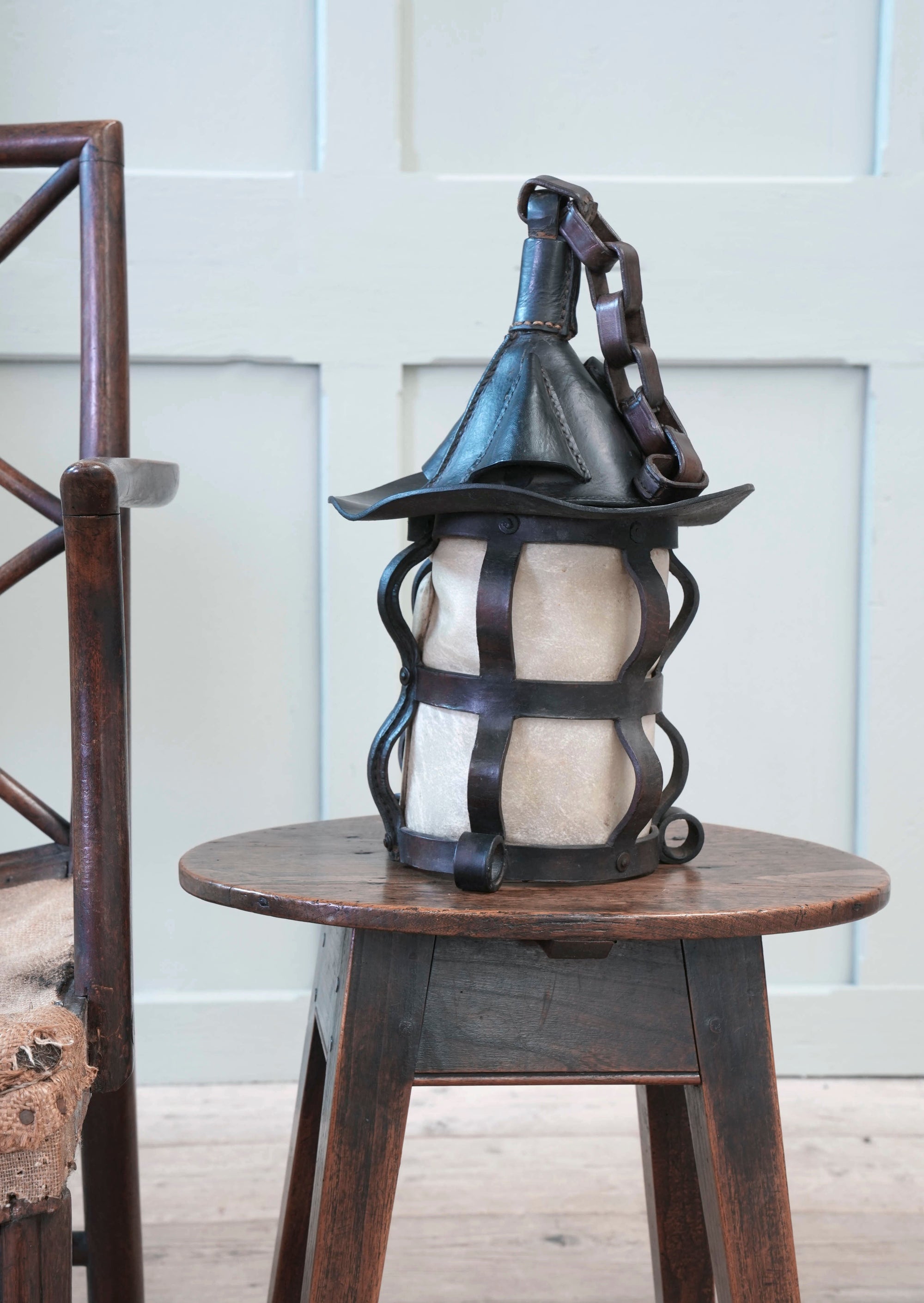 A Leather & Velum Lantern