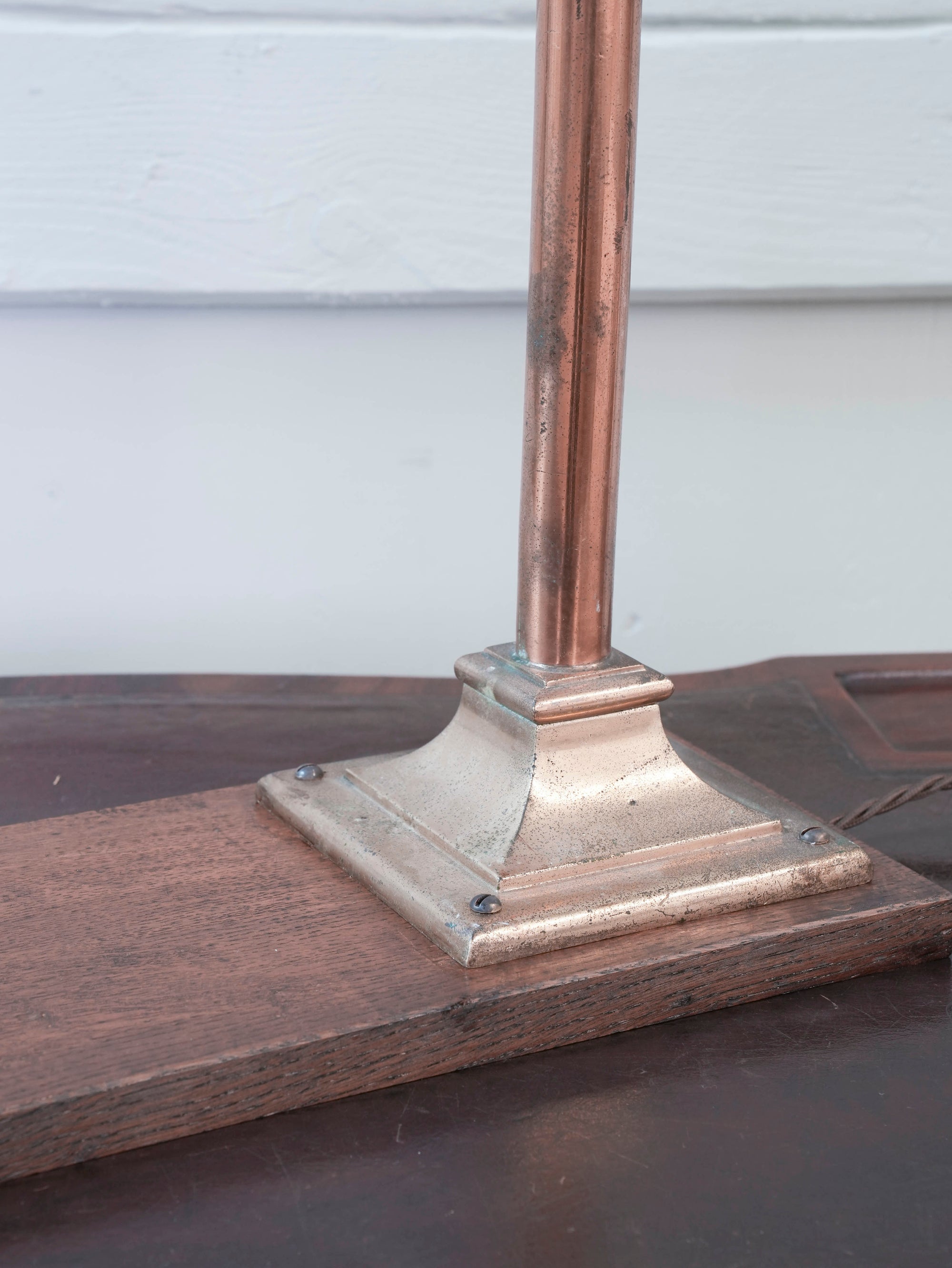 A Bronze & Brass Library Lamp