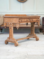 A 19th Century Figured Ash & Yew Gothic Writing Table