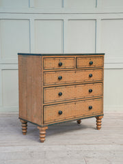 A Regency Faux Bamboo Decorated Chest of Drawers