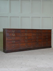 A Large Oak Bank of Drawers