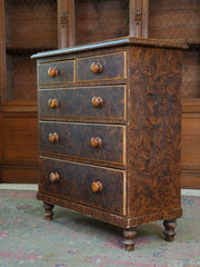 A Faux Walnut 19th Century Chest of Drawers