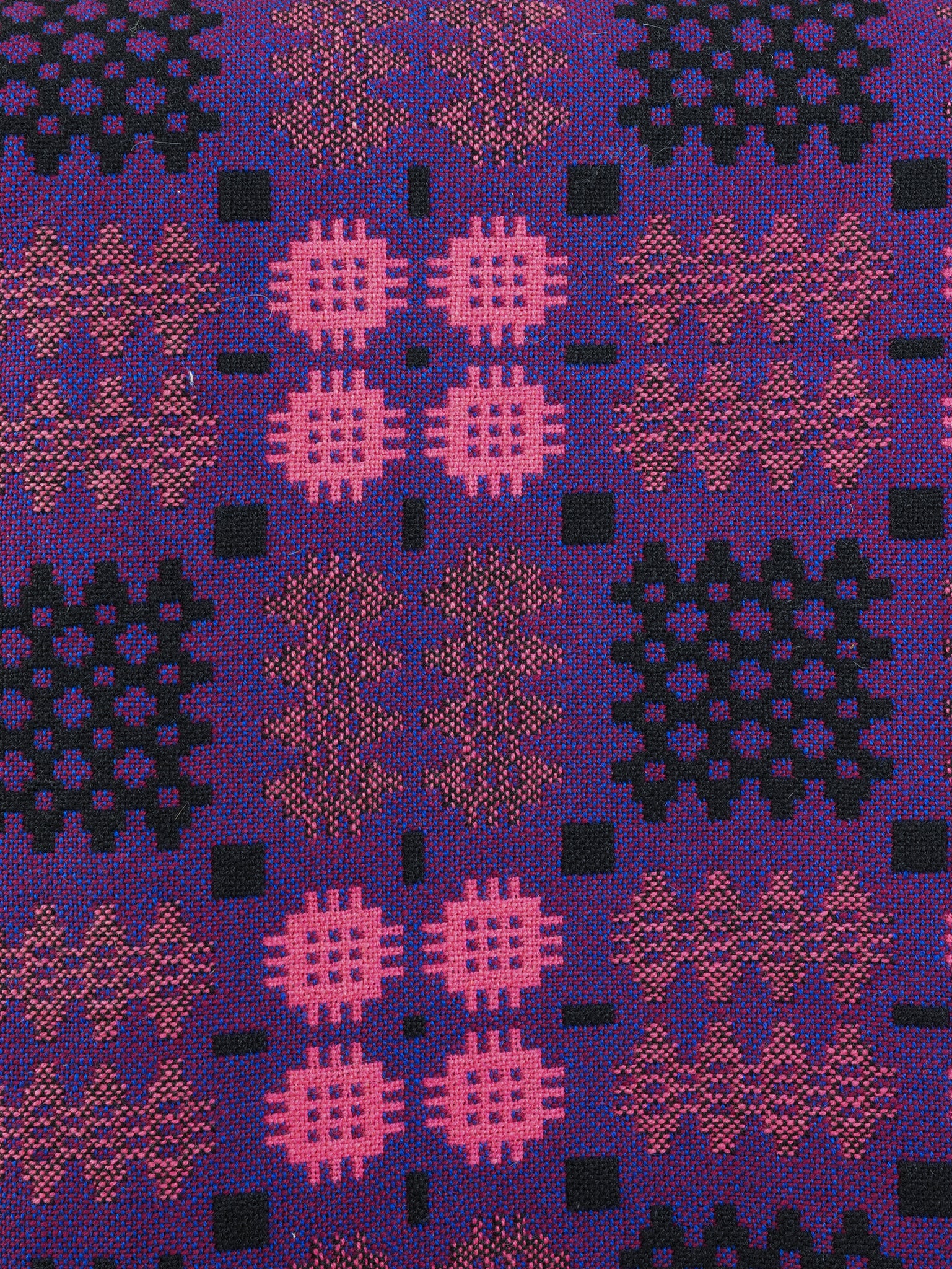 A Purple Liquorice & Pink Welsh Tapestry Blanket Drew Pritchard Ltd