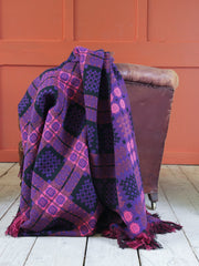 A Purple Liquorice & Pink Welsh Tapestry Blanket