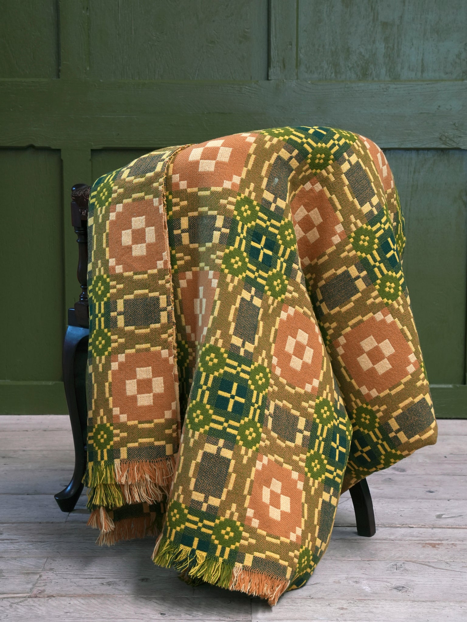 A Citrus & Lime Welsh Tapestry Blanket Drew Pritchard Ltd
