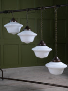 Four Large Opaline Pendant Lights