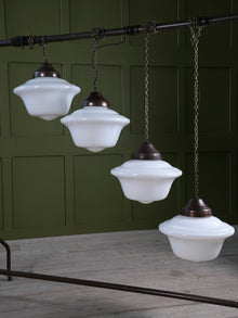 Four Large Opaline Pendant Lights