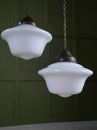 Four Large Opaline Pendant Lights