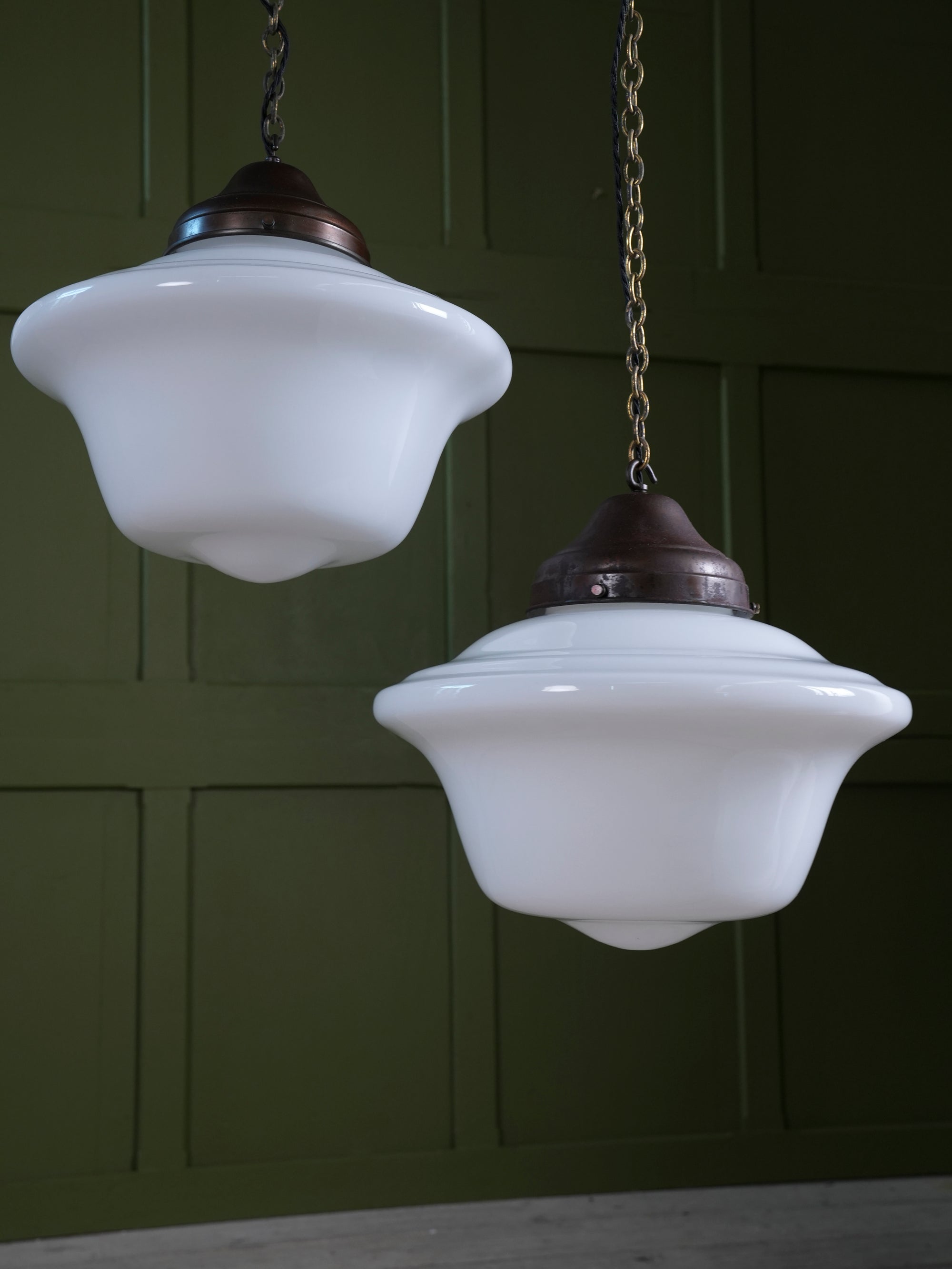 Four Large Opaline Pendant Lights
