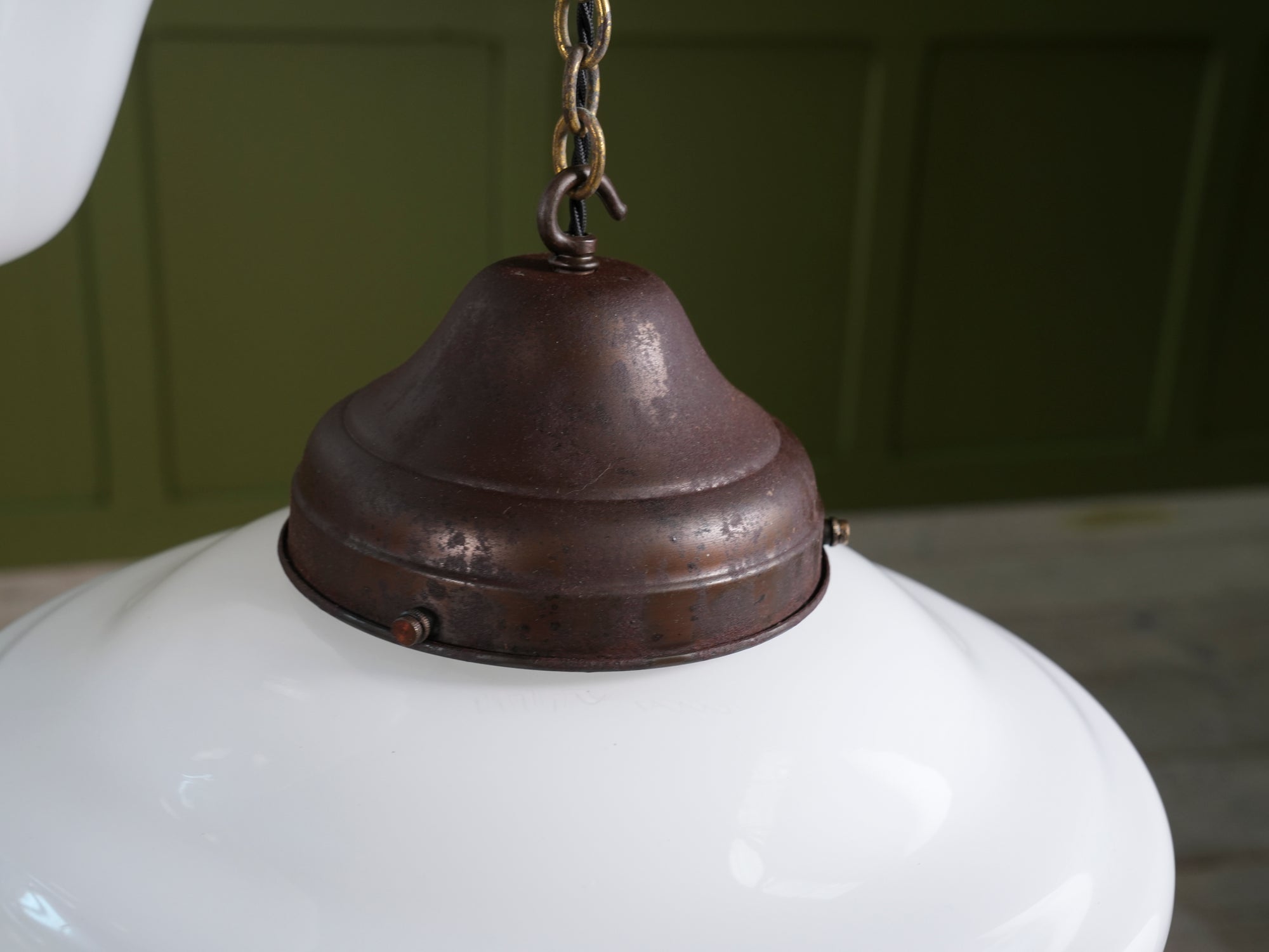 Four Large Opaline Pendant Lights