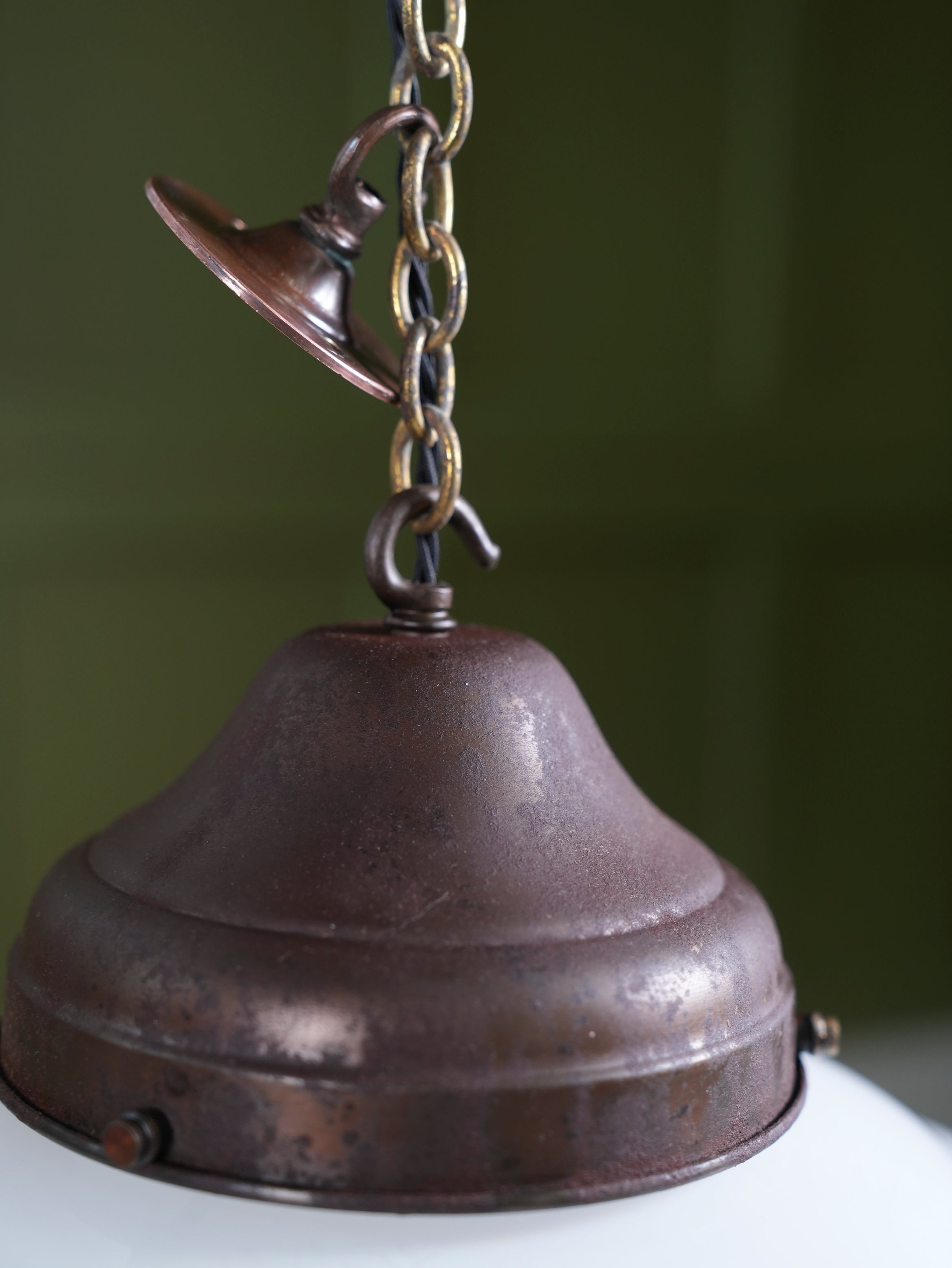 Four Large Opaline Pendant Lights