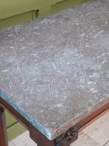 A 19thC Oak & Fossil Marble Console Table
