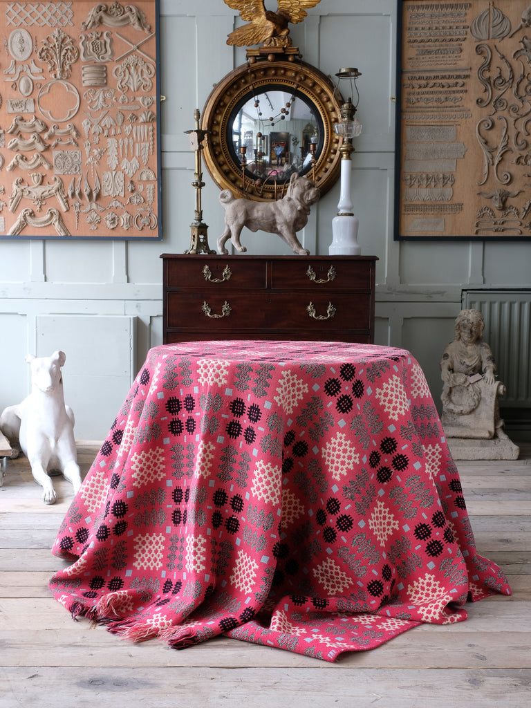 Pink Welsh Tapestry Blanket Drew Pritchard Ltd