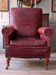 A 19th Century Moroccan Leather Armchair & Ottoman