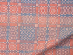 Salmon Pink and Baby Blue Welsh Tapestry Blanket