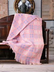 Blue & Pink Welsh Tapestry Blanket