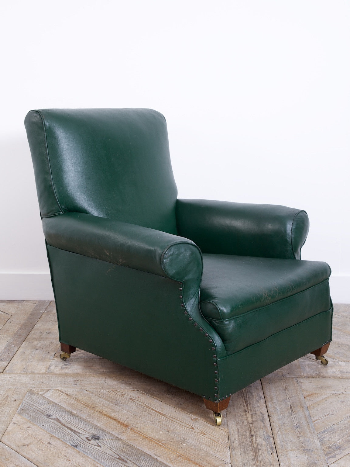Green Leather Club chair Drew Pritchard Ltd