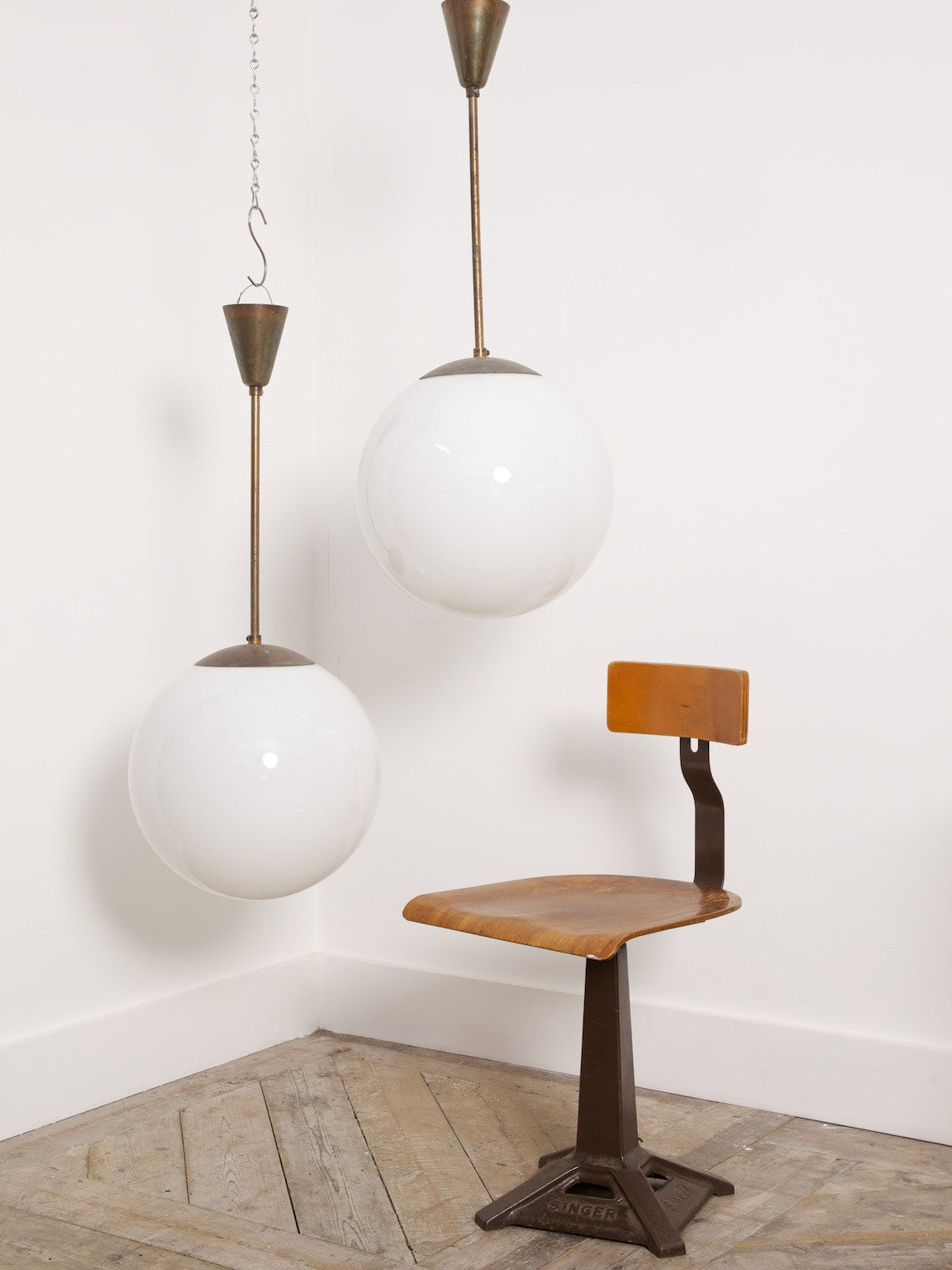 Two Large Opaline Pendants