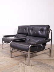 Pair of Pieff Leather Armchairs