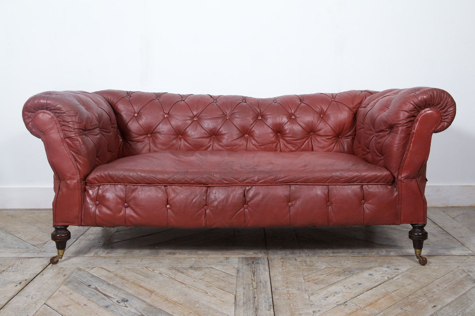 Leather Drop Arm Chesterfield