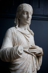 Marble Christ Figure on Pedestal