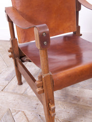 Walnut & Leather Safari Chairs