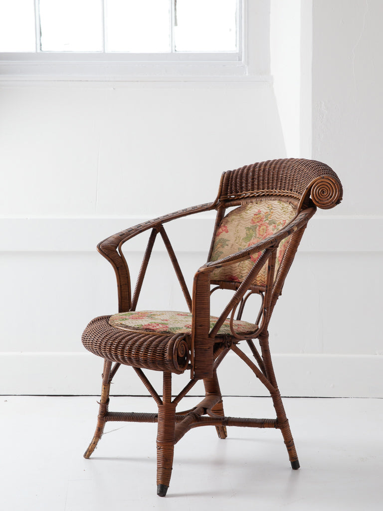 Scrolled Canework Open Armchair