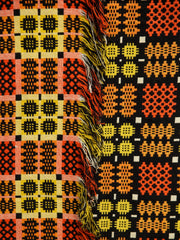Orange Black & Yellow Derw Tapestry Blanket