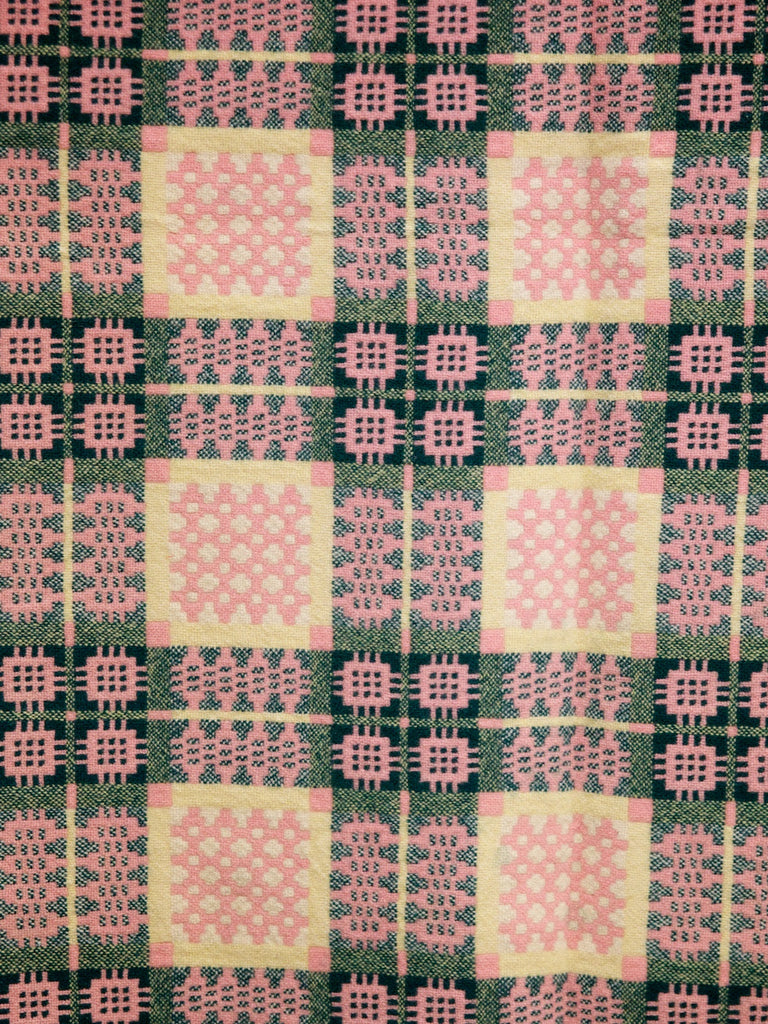Derw Pink, Yellow and Green Blanket