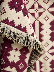 Brynkir Burgundy & Cream Tapestry Blanket