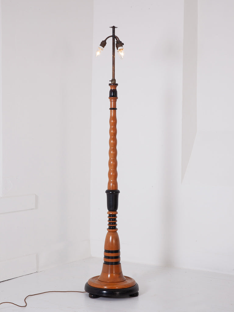 Maple and Ebonised Floor Lamp
