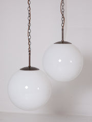 Large Opaline Globe Pendants