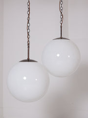 Large Opaline Globe Pendants