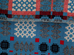 Blue Pink Welsh Tapestry Blanket
